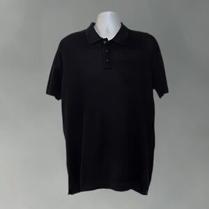 Robert Graham Classic Fit Black Polo Shirt – Mask Print Collar – Size Large